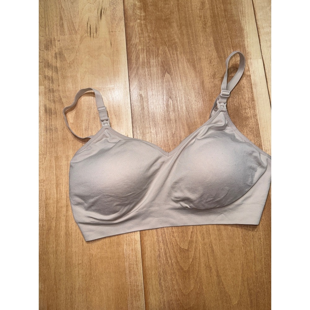 Auden Nursing Lightly Lined Seamless Bra XL Beige Wireless Maternity